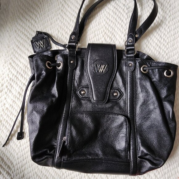 Wendy Williams Bags Pebble Leather Hobo - Black - Picture 1 of 7